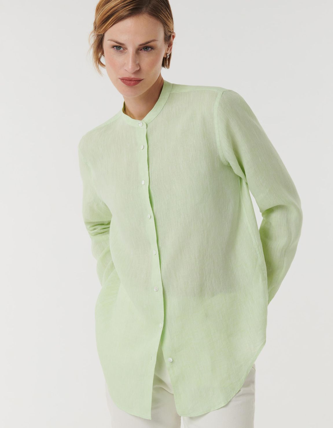 Shirt Green Apple Linen Solid colour Regular Fit 3