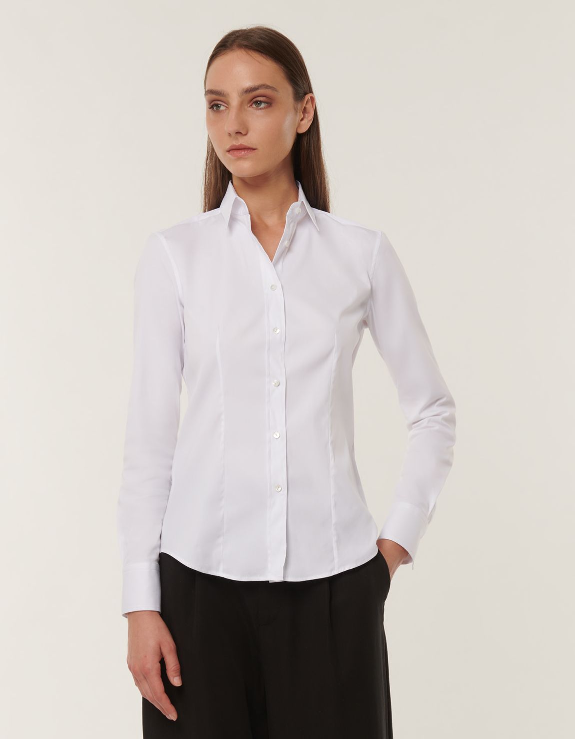 Camicia Bianco Stretch Tinta Unita Slim Fit 9