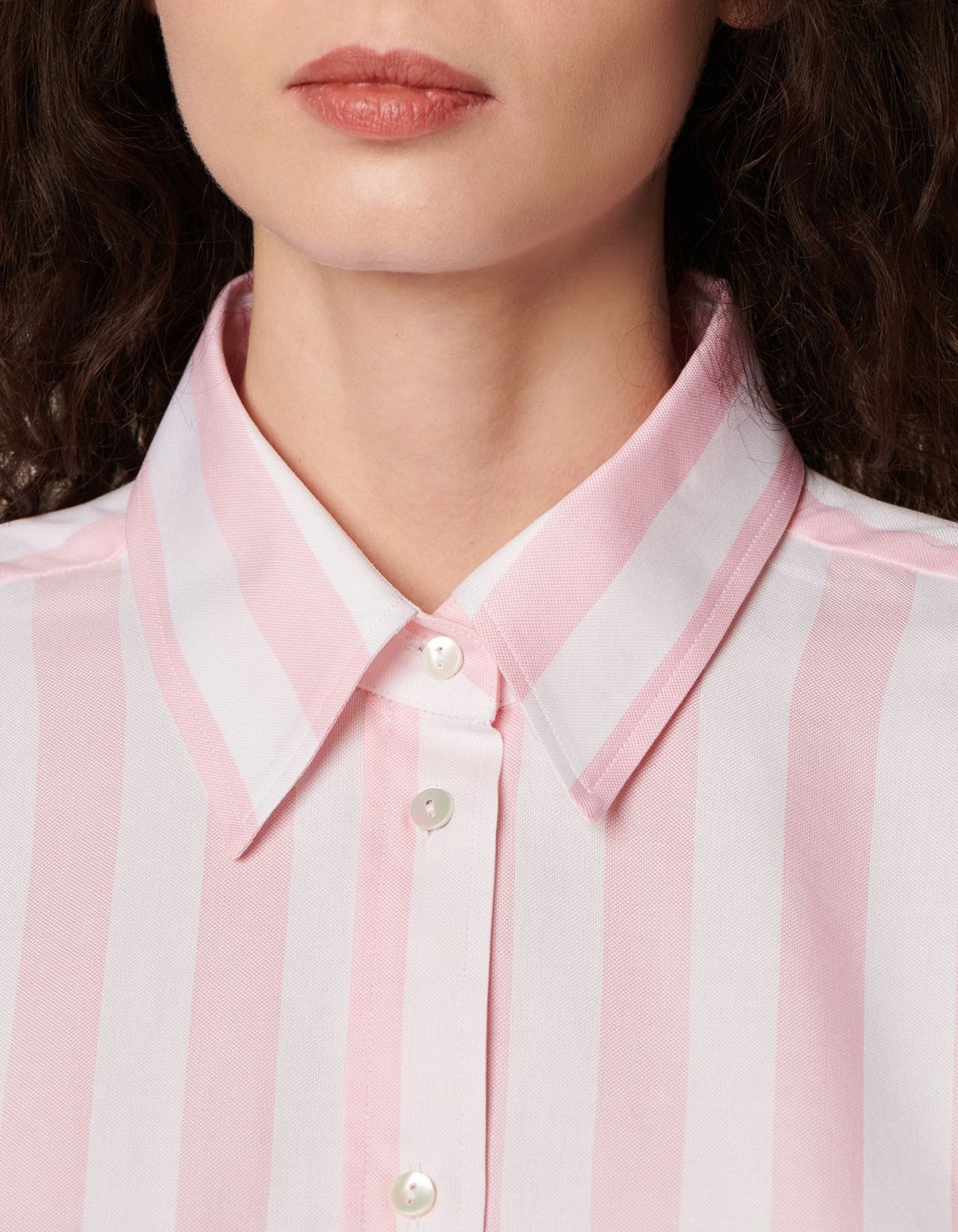 Shirt Pale Pink Mixed tencel Stripe Over 2