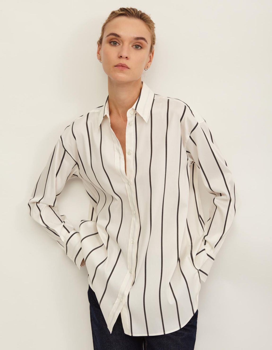 Shirt Black and white Mixed Viscose Stripe Over 3