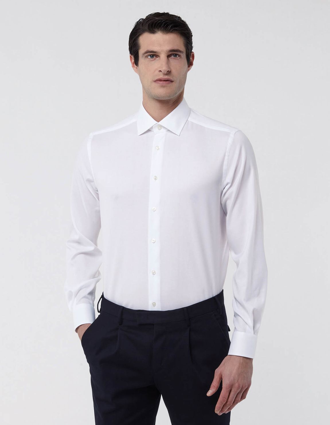 Chemise Col italien Unie Oxford Blanc Evolution Classic Fit 3