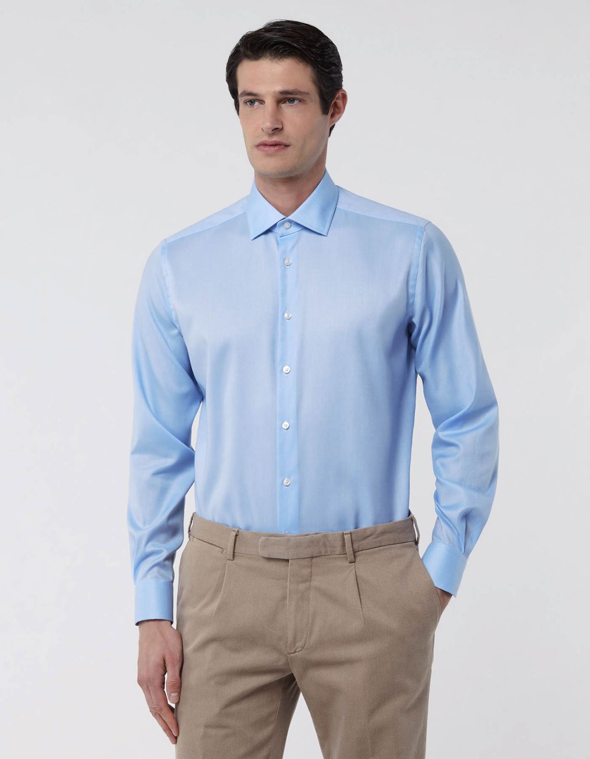 Camisa Cuello italiano Liso Oxford Celeste Evolution Classic Fit 3