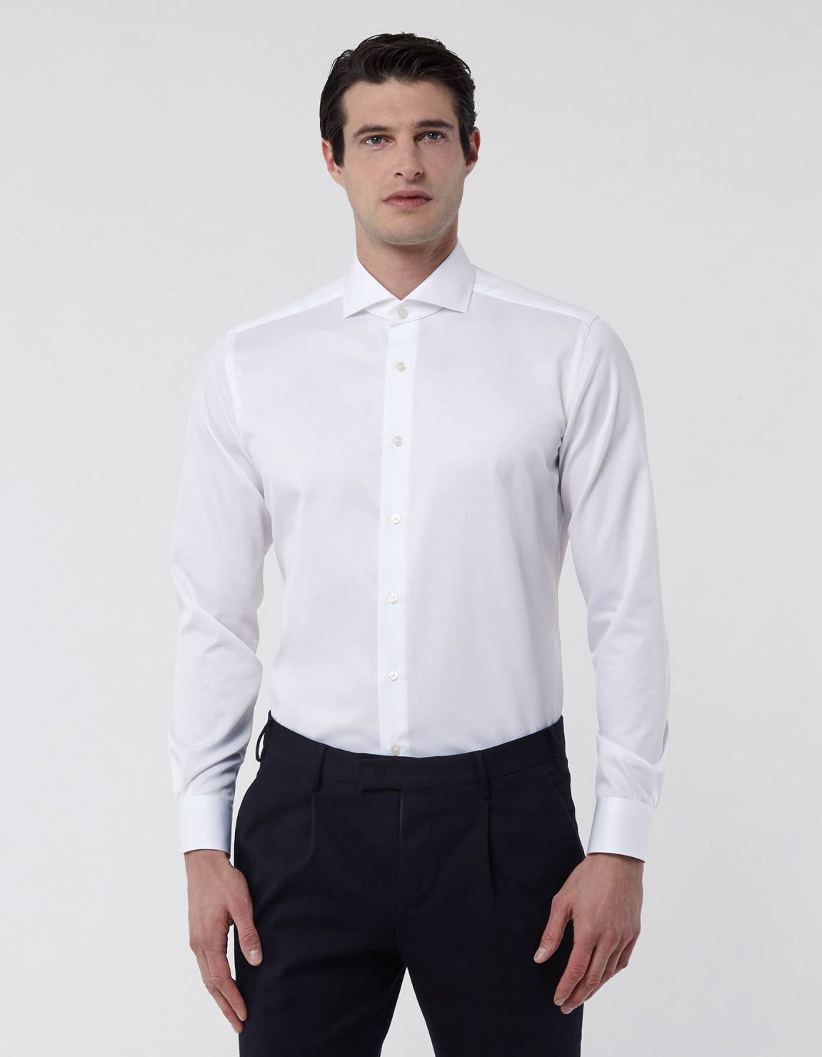 White Twill Solid colour Shirt Collar cutaway Tailor Custom Fit 3