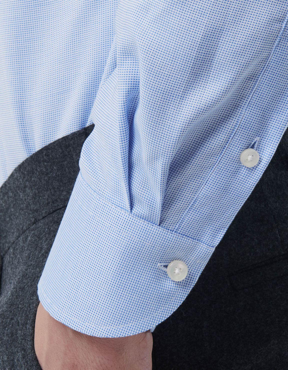 Light Blue Oxford Solid colour Shirt Collar cutaway Tailor Custom Fit 5