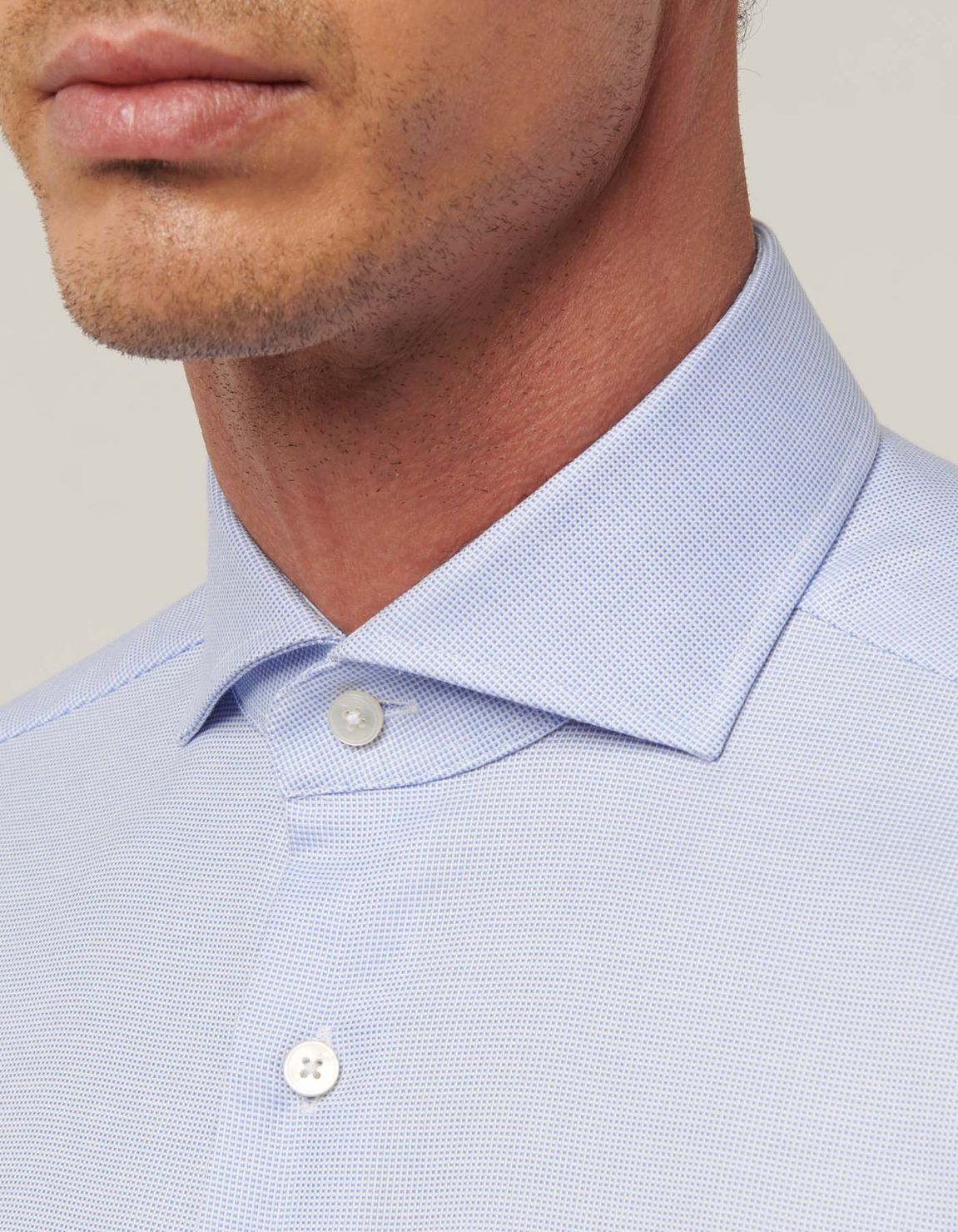 Sky Blue Textured Solid colour Shirt Collar cutaway Tailor Custom Fit 3