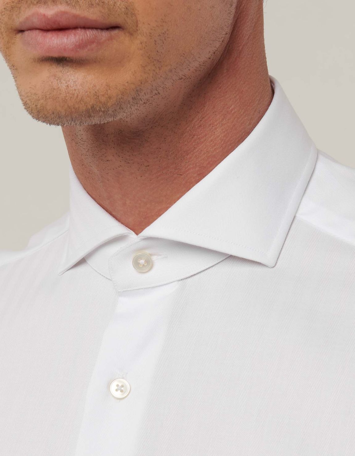 White Textured Solid colour Shirt Collar cutaway Tailor Custom Fit 3