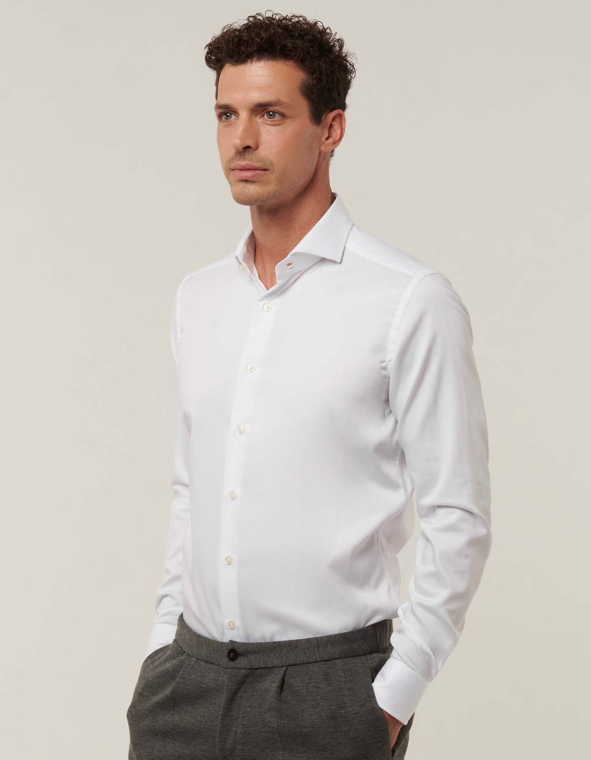 White Textured Solid colour Shirt Collar cutaway Tailor Custom Fit 6