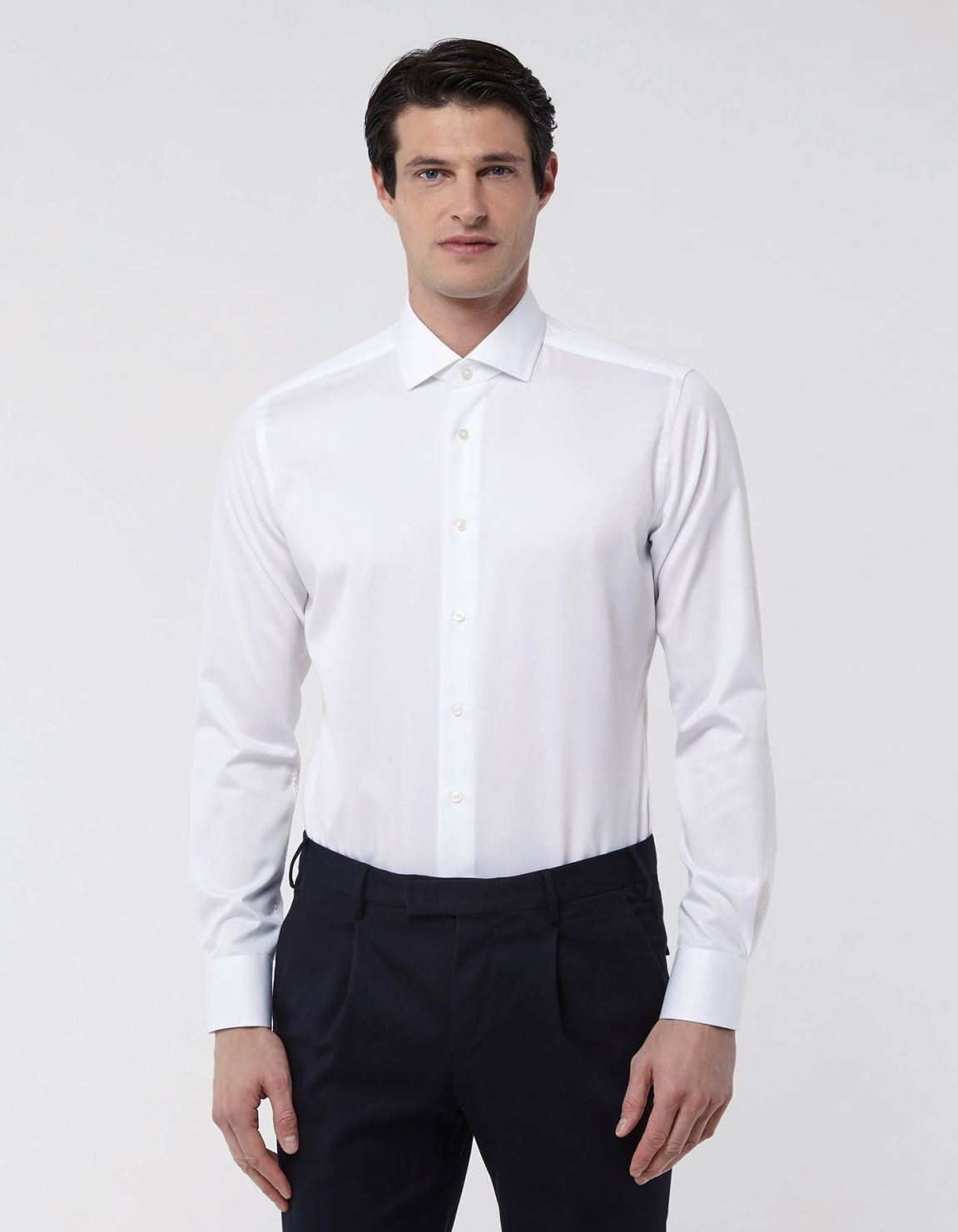 White Twill Solid colour Shirt Collar spread Tailor Custom Fit 3