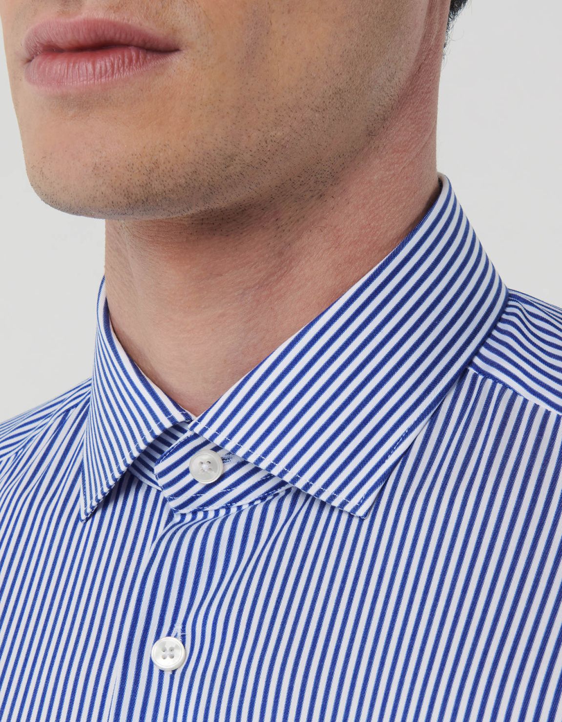 Camisa Cuello francés pequeño Rayas Sarga Azul Slim Fit 2