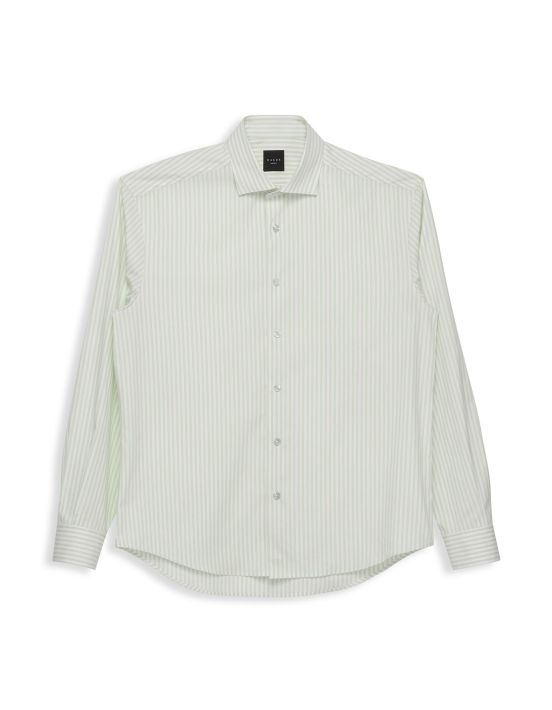 Camicia Collo francese piccolo Righe Popeline Verde Evolution Classic Fit