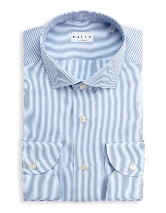 Chemise Col français petit Rayure Popeline Bleu ciel pâle Evolution Classic Fit