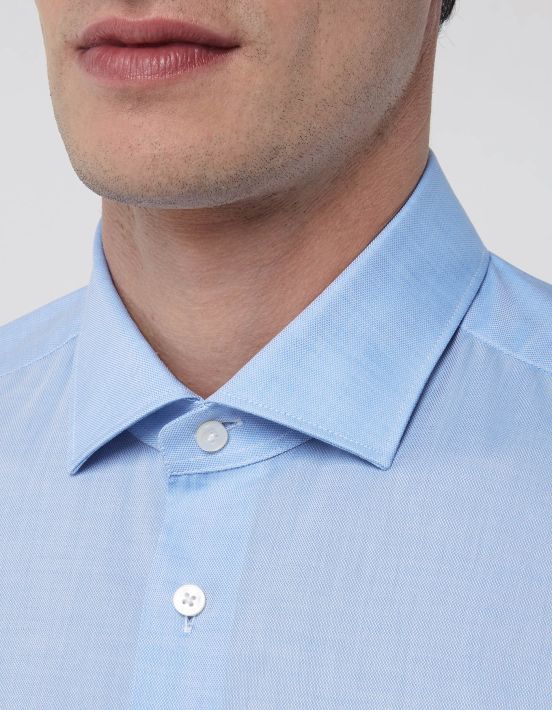 Chemise Col français petit Unie Oxford Bleu ciel Evolution Classic Fit hover