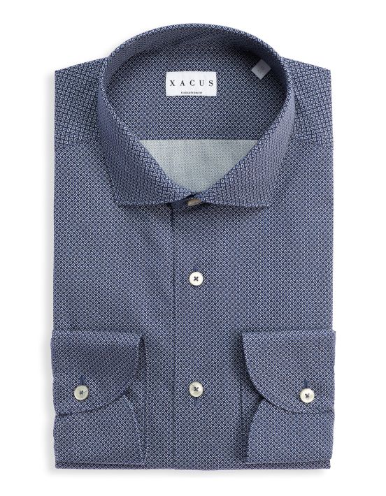 Chemise Col français petit Fantaisie Popeline Bleu Evolution Classic Fit