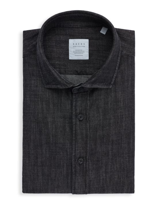 Chemise Col français Unie Indigo Noir Tailor Custom Fit