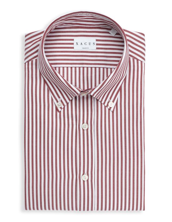 Camicia Collo button down Righe Armaturato Rosso Tailor Custom Fit