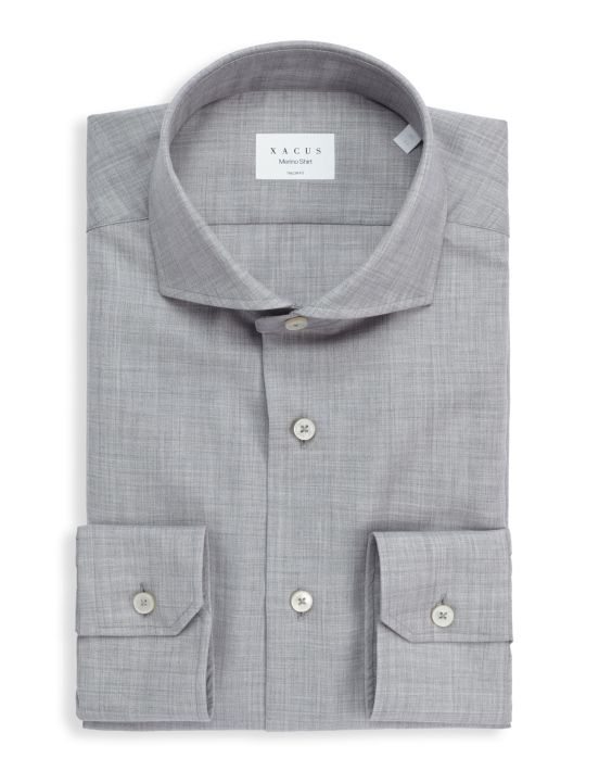 Camicia Collo francese Tinta Unita Tela Grigio melange Tailor Custom Fit