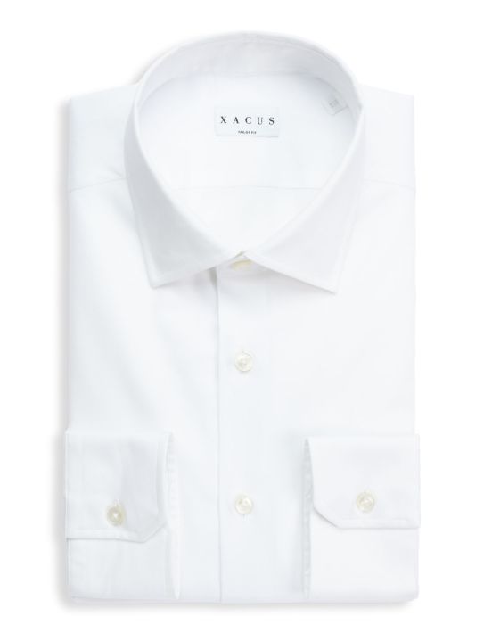 White Textured Solid colour Shirt Collar spread Tailor Custom Fit