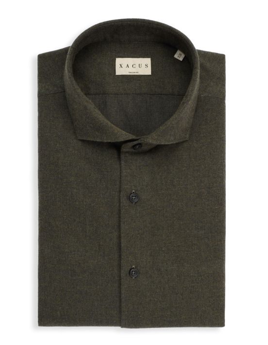 Chemise Col français Unie Twill Vert foncé Tailor Custom Fit