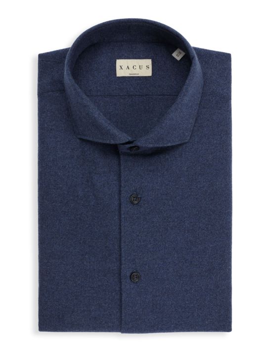 Chemise Col français Unie Twill Bleu foncé Tailor Custom Fit