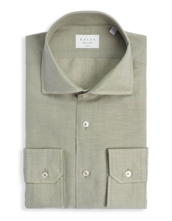 Camicia Collo francese Tinta Unita Armaturato Verde salvia Tailor Custom Fit