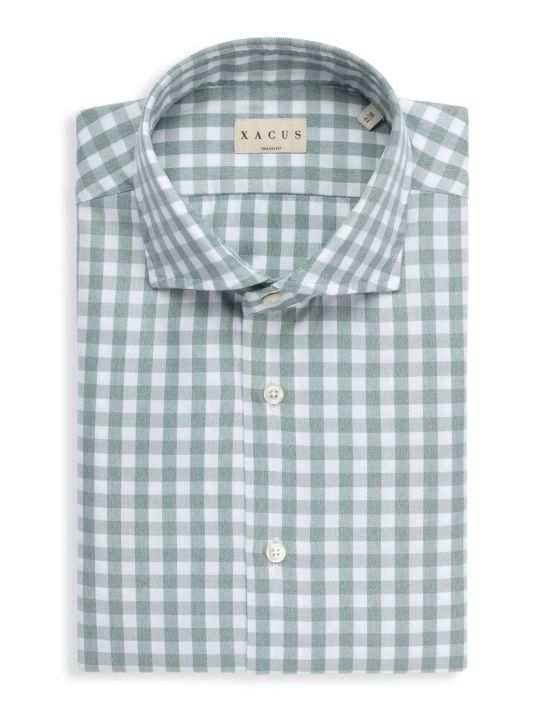 Sage Green Twill Check Shirt Collar cutaway Tailor Custom Fit