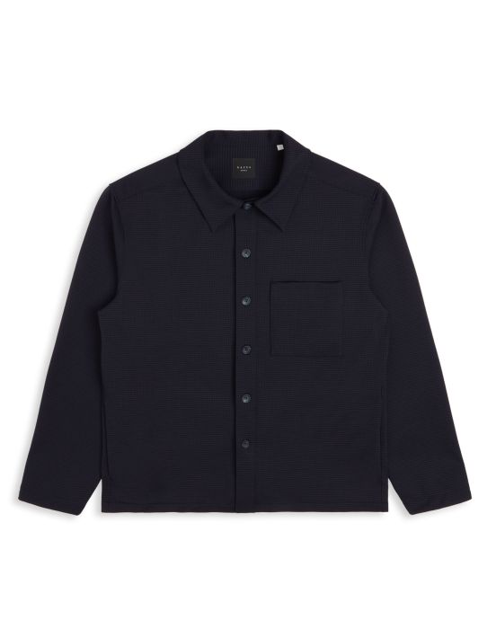 Black Textured Pattern Shirt Collar spread Overshirt