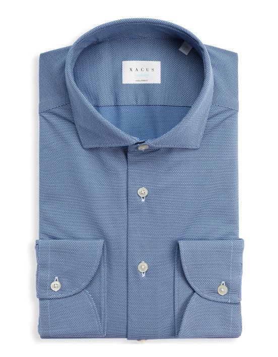 Chemise Col français petit Unie Armuré Bleu Evolution Classic Fit