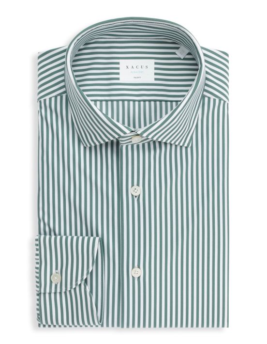 Green Twill Stripe Shirt Collar small cutaway Tailor Custom Fit