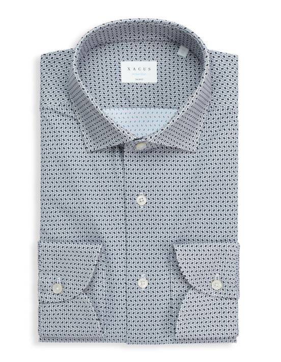 Camicia Collo francese piccolo Fantasia Armaturato Grigio Tailor Custom Fit