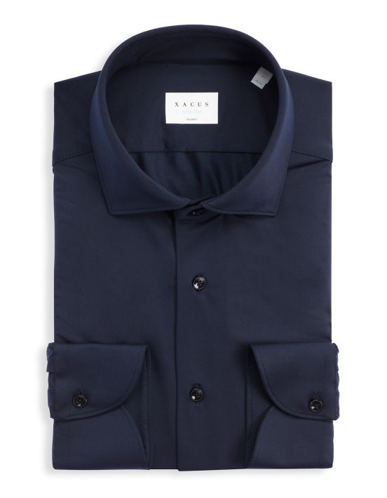 Chemise Col français petit Unie Oxford Bleu marine Tailor Custom Fit