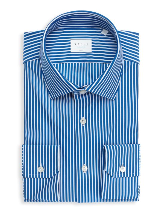 Blue Twill Stripe Shirt Collar spread Slim Fit