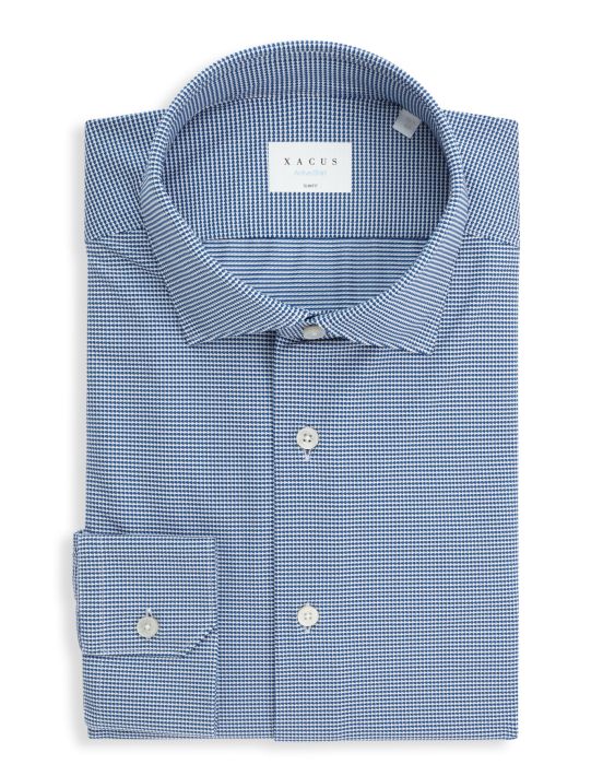 Camisa Cuello francés pequeño Estampado Texturizado Azul Slim Fit