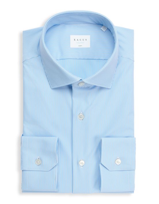 Sky Blue Textured Stripe Shirt Collar small cutaway Slim Fit