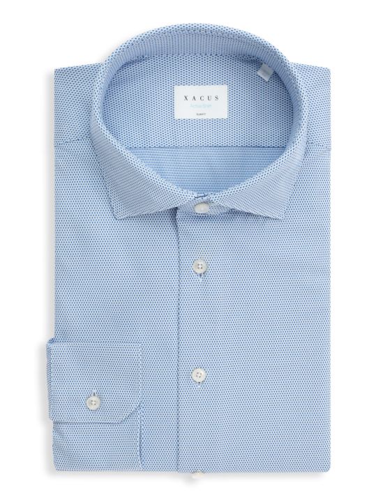 Camisa Cuello francés pequeño Estampado Texturizado Celeste Slim Fit