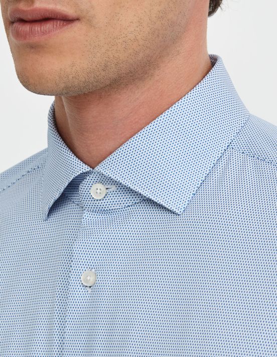 Light Blue Textured Pattern Shirt Collar small cutaway Slim Fit hover