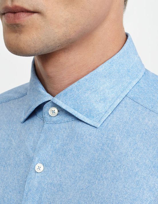 Light Blue Twill Solid colour Shirt Collar small cutaway Tailor Custom Fit hover