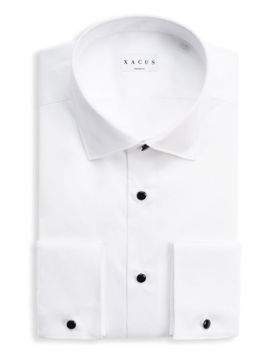 Camicia Collo francese piccolo Tinta Unita Popeline Bianco Tailor Custom Fit