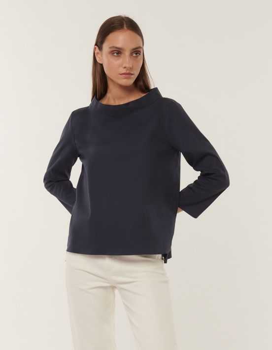 Blusa Blu navy Stretch Tinta Unita Unica