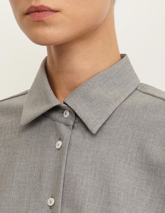 Camicia Grigio Misto viscosa Tinta Unita Over hover