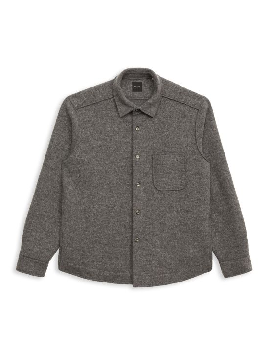 Chemise Col italien Unie tissu Gris Overshirt