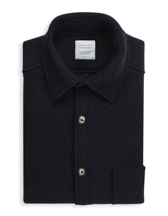 Navy Blue Woven Solid colour Shirt Collar spread Overshirt