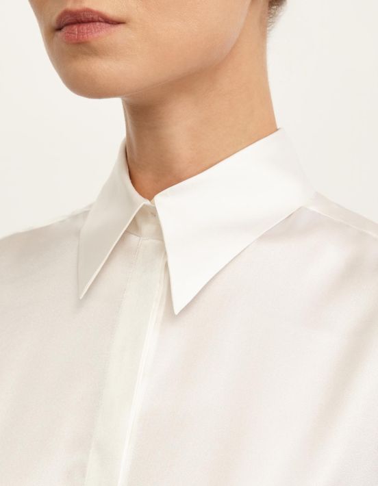 Shirt White Silk Solid colour Regular Fit hover