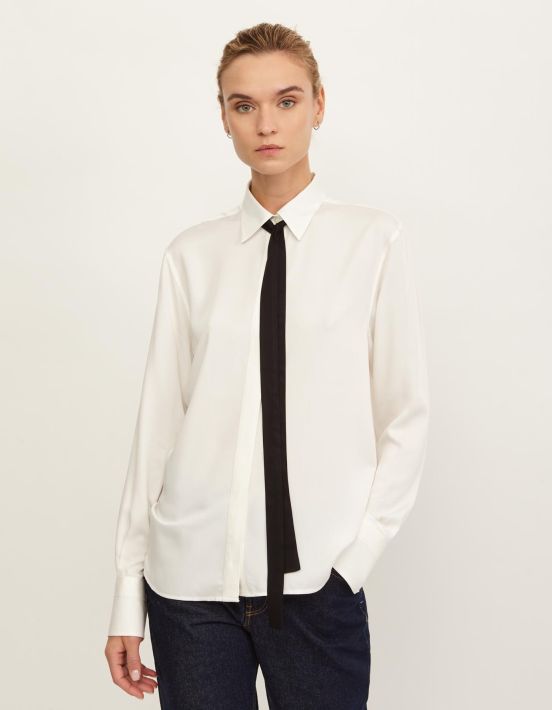 Shirt White Viscose Solid colour Regular Fit