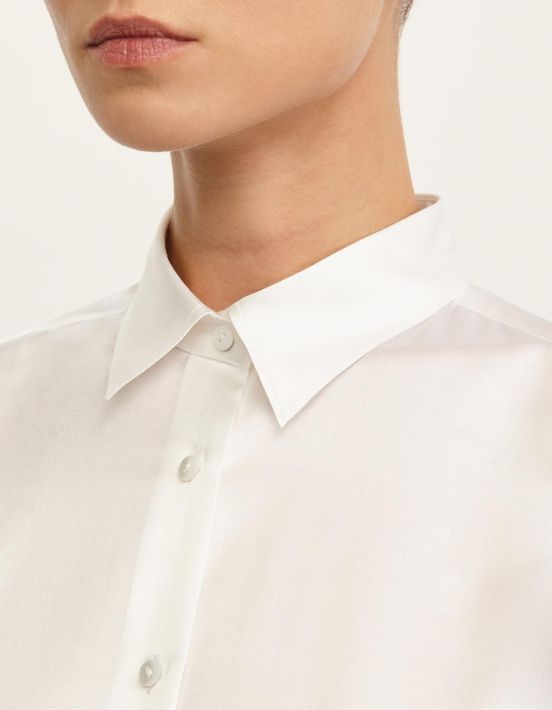 Shirt White Silk Solid colour Regular Fit hover