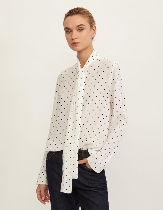 Shirt Black and white Viscose Pattern Slim Fit