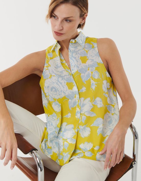 Camicia Giallo Cotone Fantasia Unica