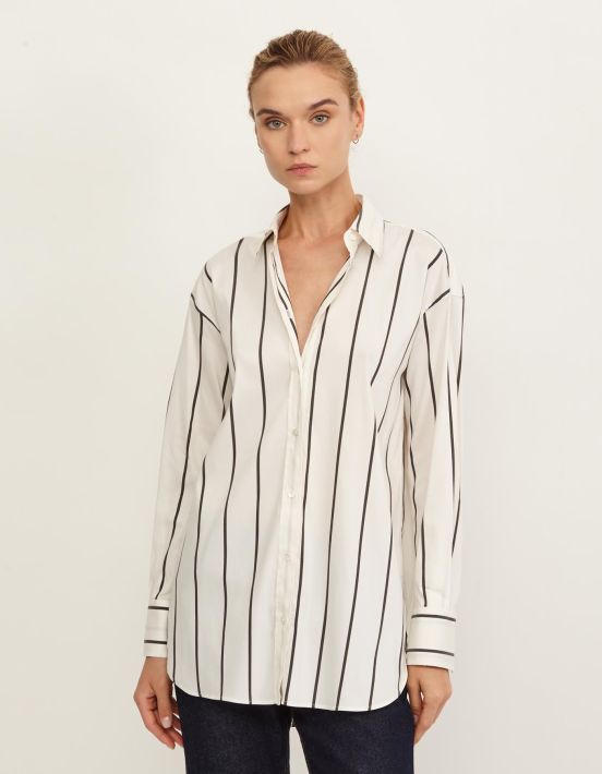 Shirt Black and white Mixed Viscose Stripe Over