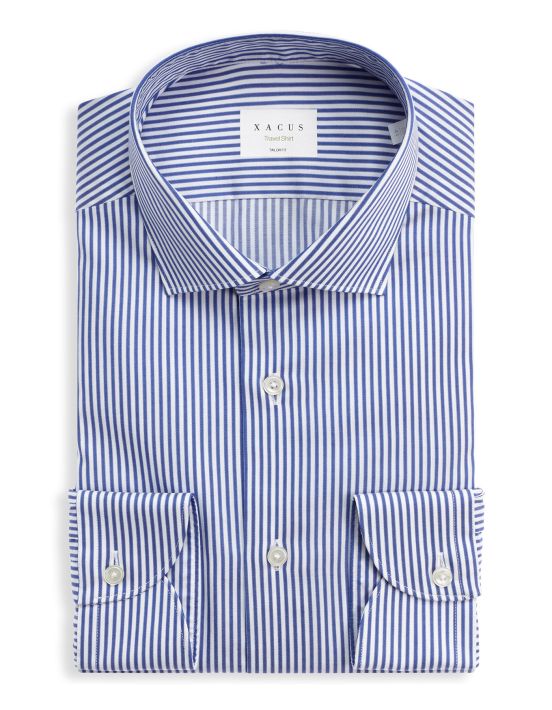 Camicia Collo francese piccolo Righe Twill Blu Tailor Custom Fit