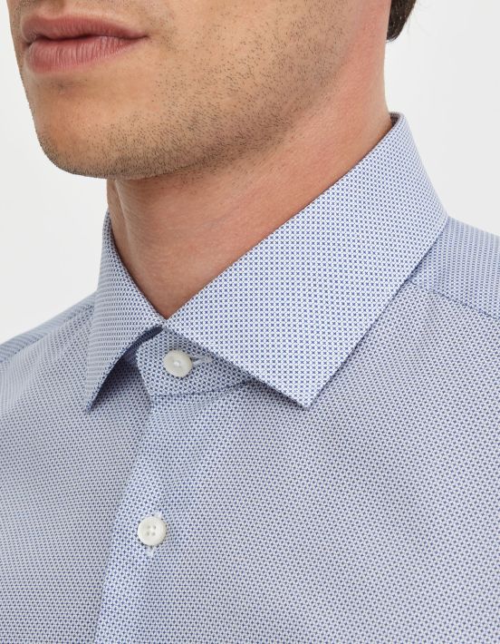 Camisa Cuello francés pequeño Estampado Popelina Celeste Slim Fit hover