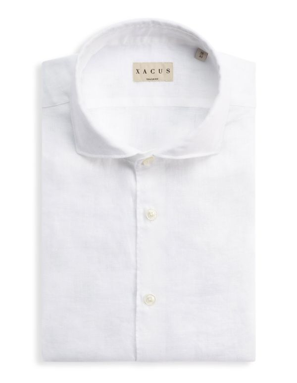 Camisa Cuello francés Liso Lino Blanco Tailor Custom Fit